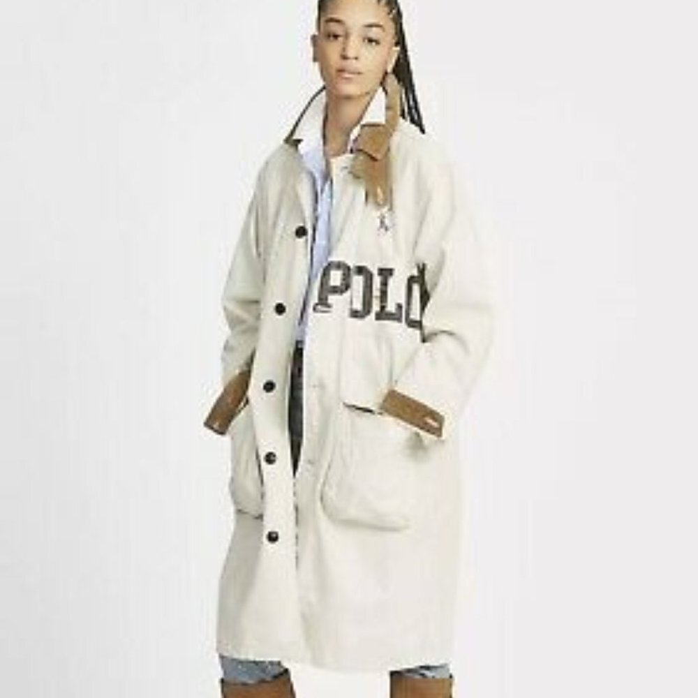 Polo Ralph Lauren Chic Cream Cotton Barn Coat Trench Jacket